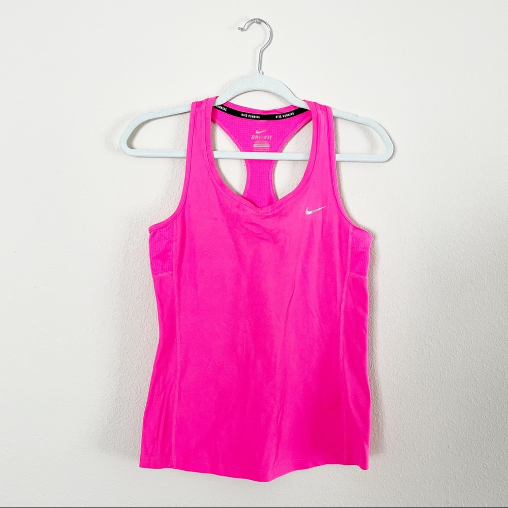 Nike running dry fit pink top size small